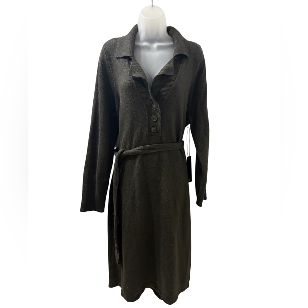 Nicole Miller Sweater Dress Button Front Belted Knit Size 2X - Picture 2 of 6